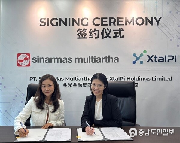 XtalPi announces a strategic partnership with Sinar Mas Group. Ruyu Wang, Representative of XtalPi (left), and Lili Wijata, Director of PT Sinar Mas Multiartha Tbk (right)